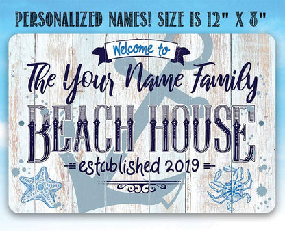 Personalized - Beach House - Metal Sign