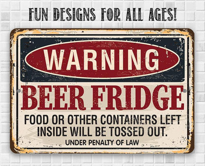 Warning Beer Fridge - Metal Sign
