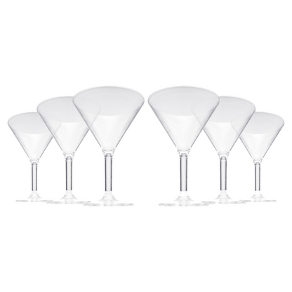 Barcelona Acrylic Martini Cocktail Glassware, Set of 6