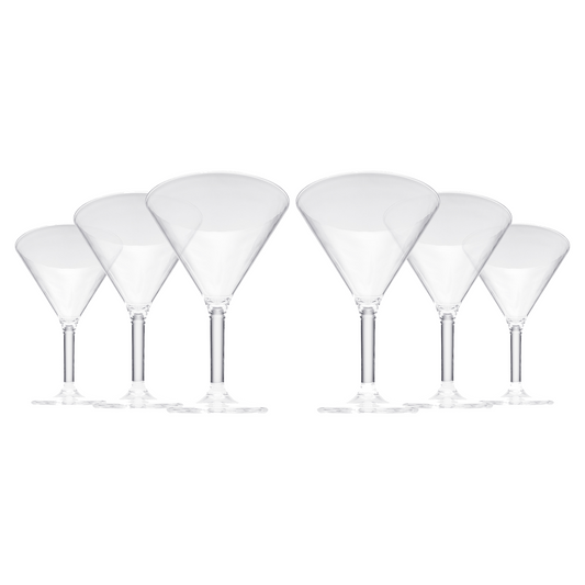 Barcelona Acrylic Martini Cocktail Glassware, Set of 6
