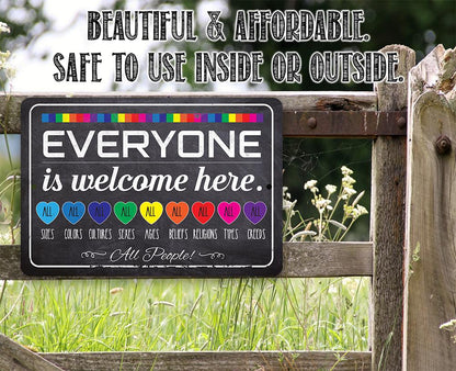 Welcome Everyone Rainbow - Metal Sign
